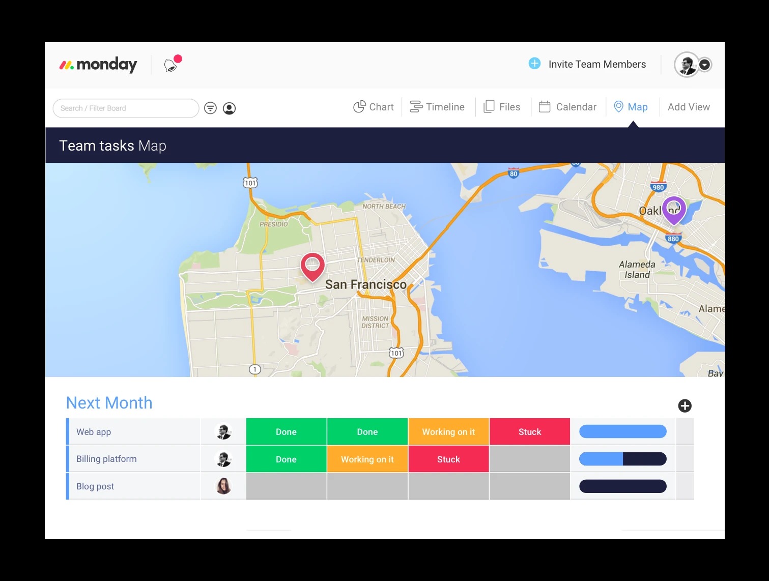 CRM Software Monday Visualizes Properties Using Maps